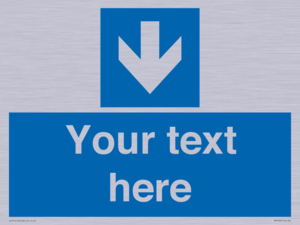 Custom Mandatory directional sign, blue arrow down